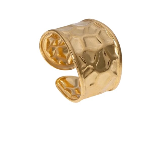 Χρυσό Δαχτυλίδι Φαρδύ Σφυρήλατο - Ανοξείδωτο Ατσάλι