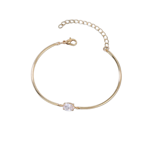 Χρυσό Βραχιόλι Με Οβάλ Ζιργκόν - Ορείχαλκος