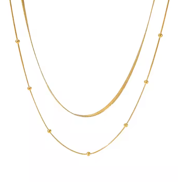 Διπλή Χρυσή Αλυσίδα Snake - Ανοξείδωτο Ατσάλι