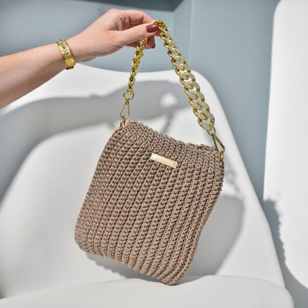 Χειροποίητη Πλεκτή Τσάντα Με Λάμψη