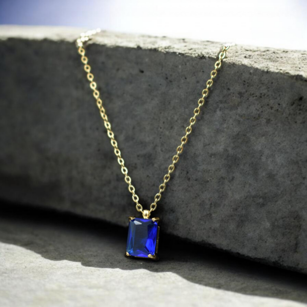 Χρυσή Αλυσίδα Με Μπλε Μοτίφ - Ανοξείδωτο Ατσάλι