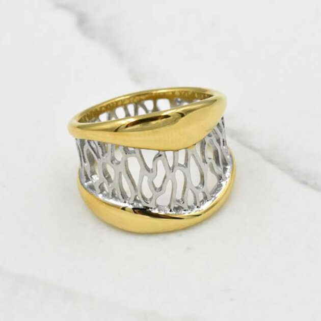 Δίχρωμο Ονειροπαγίδα Δαχτυλίδι - Ανοξείδωτο Ατσάλι