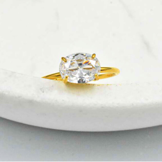 Μονόπετρο Δαχτυλίδι Με Ζιργκόν - Ανοξείδωτο Ατσάλι