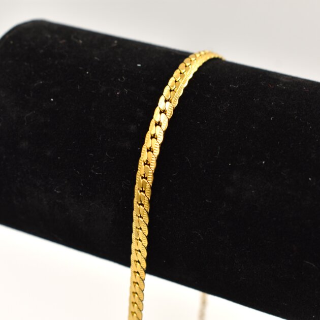 Χρυσό Βραχιόλι Πλακέ Σφυρήλατο - Ανοξείδωτο Ατσάλι