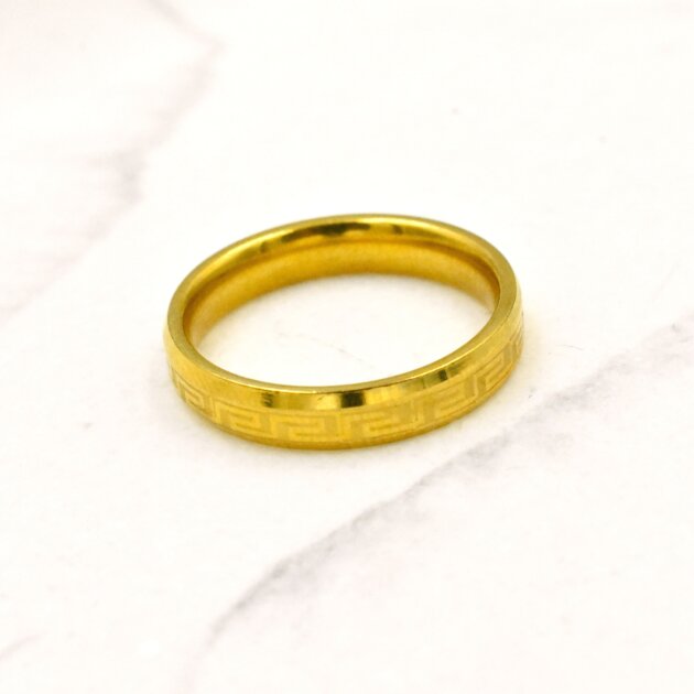 Χρυσή Βέρα Με Μαίανδρο - Aνοξείδωτο Xειρουργικό Aτσάλι