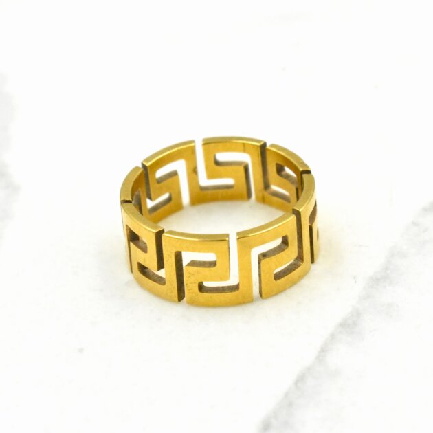 Χρυσό Δαχτυλίδι Μαίανδρος - Ανοξείδωτο Χειρουργικό Ατσάλι