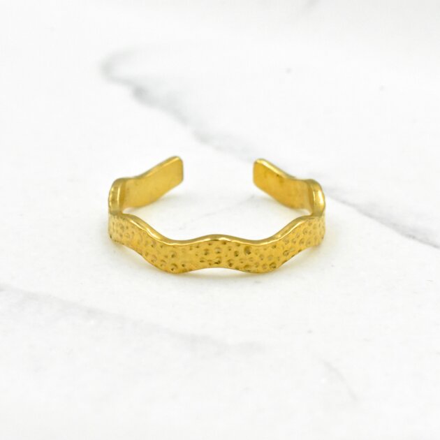 Χρυσό Δαχτυλίδι Σφυρήλατο Με Αυξομείωση - Ανοξείδωτο Ατσάλι