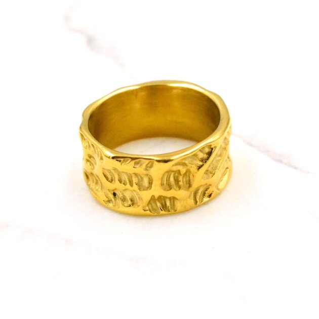 Χρυσή Ανάγλυφη Φαρδιά Βέρα - Ανοξείδωτο Ατσάλι