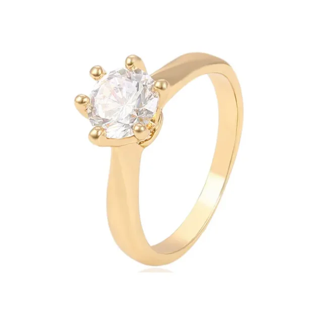 Χρυσό Μονόπετρο Δαχτυλίδι - Επιχρυσωμένος Ορείχαλκος