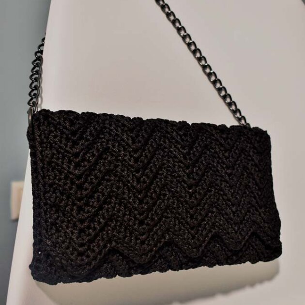 Μαύρη Πλεκτή Τσάντα Φάκελος