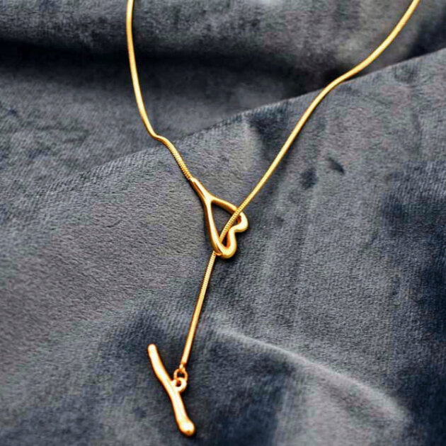 Χρυσό Κολιέ Με Κούμπωμα Καρδιά - Ανοξείδωτο Ατσάλι