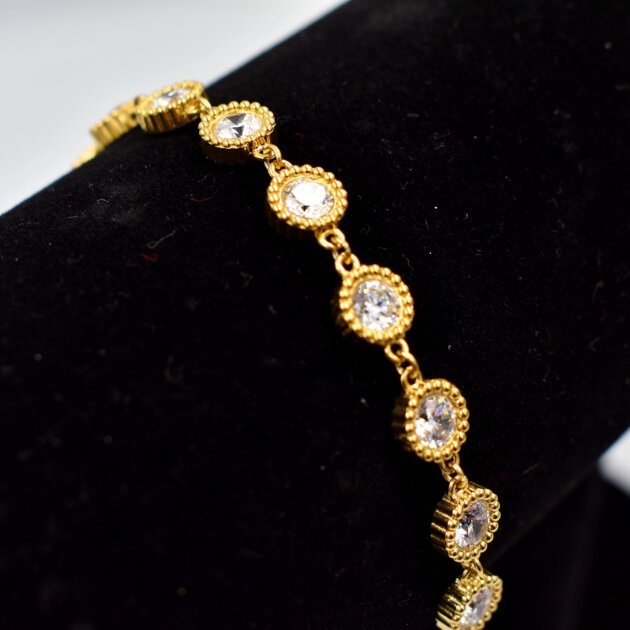 Χρυσή Ριβιέρα Με Διάφανα Ζιργκόν - Ανοξείδωτο Ατσάλι