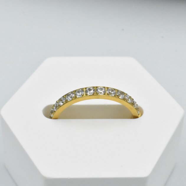 Χρυσή Βέρα Με Διάφανα Ζιργκόν - Ανοξείδωτο Ατσάλι