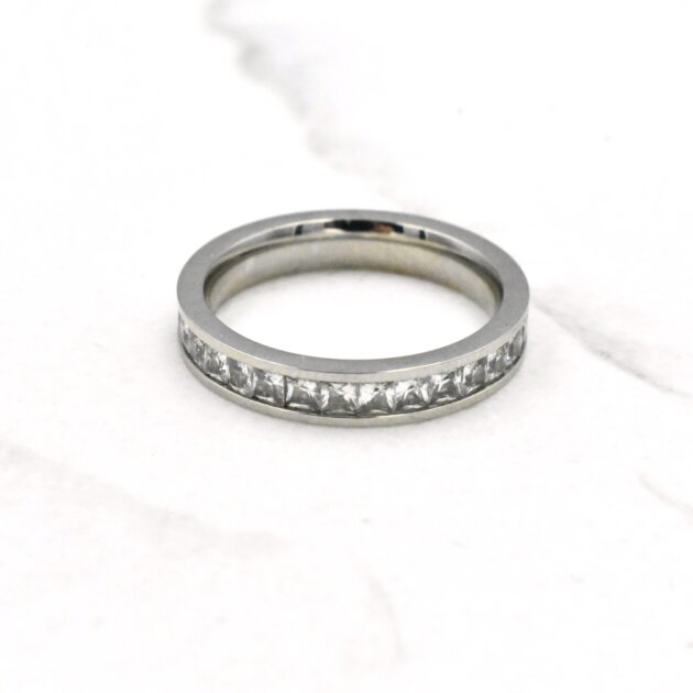 Ολόβερο Βεράκι Με Τετράγωνα Ζιργκόν - Ανοξείδωτο Ατσάλι