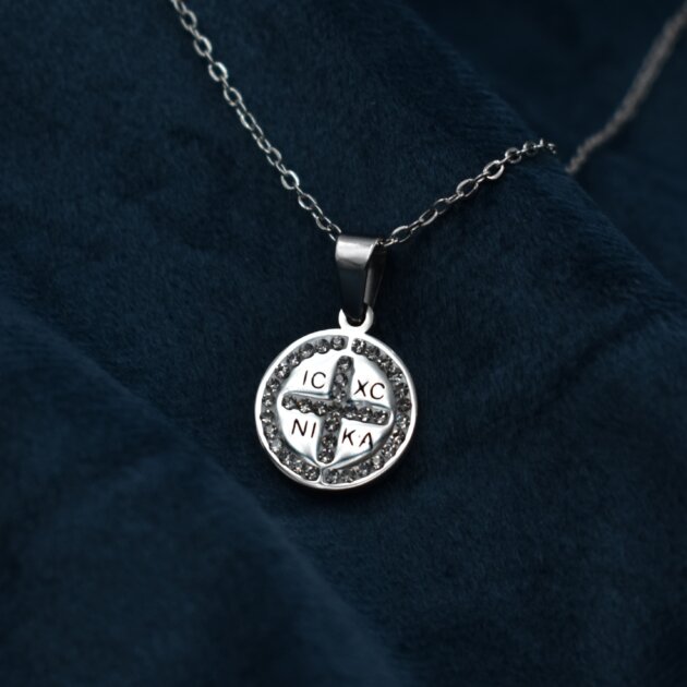 Ασημί Κωνσταντινάτο Με Ζιργκόν - Ανοξείδωτο Ατσάλι