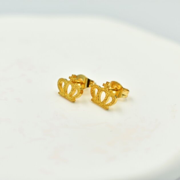 Καρφωτά Σκουλαρίκια Κορώνα - Ανοξείδωτο Ατσάλι