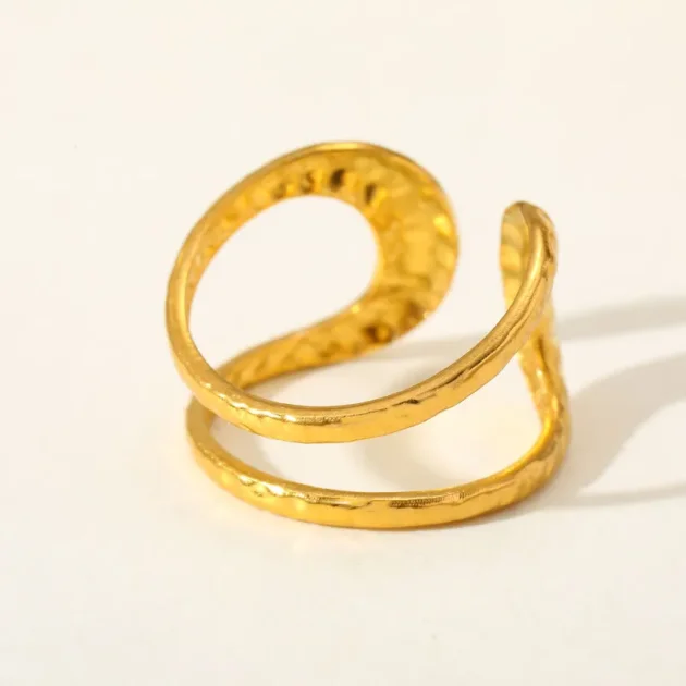 Χρυσό Δαχτυλίδι Με Άνοιγμα Ανάγλυφο - Ανοξείδωτο Ατσάλι