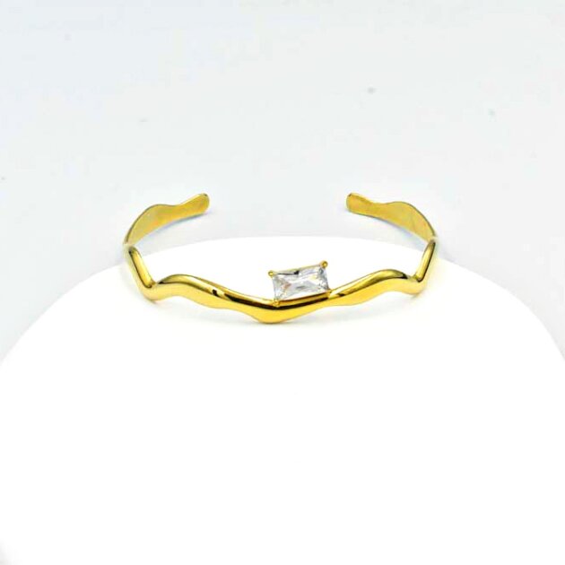 Χρυσή Χειροπέδα Με Ζιργκόν - Ανοξείδωτο Ατσάλι