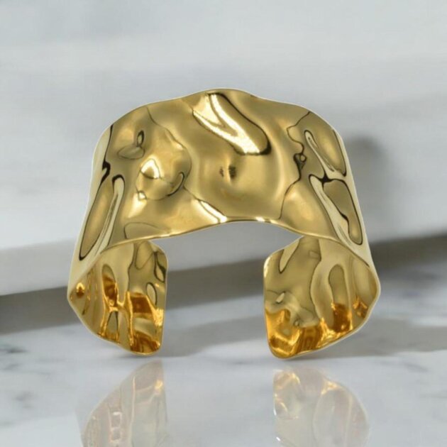 Σφυρήλατη Φαρδιά Χειροπέδα - Χρυσό - Ανοξείδωτο Ατσάλι