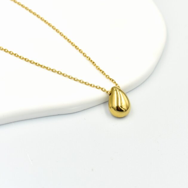 Κολιέ Χρυσό Με Μοτίφ Σταγόνα - Ανοξείδωτο Ατσάλι