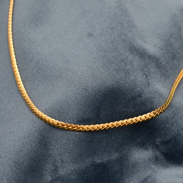 Χρυσό Κολιέ Πλακέ Σφυρήλατο - Ανοξείδωτο Ατσάλι