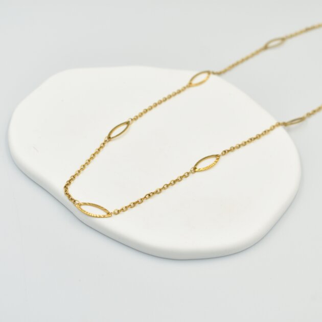 Χρυσό Κολιέ Με Οβάλ Στοιχεία - Ανοξείδωτο Ατσάλι